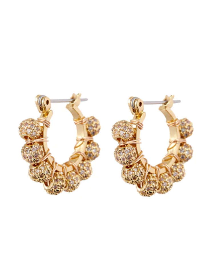 PAVE DOME WRAP HOOPS- GOLD