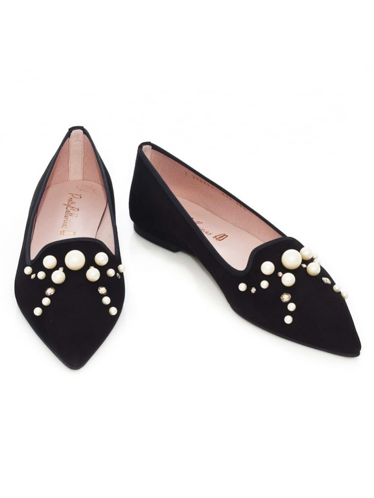 Ella Pearl and Swarovski Black Suede Flat - Season Seven NYC