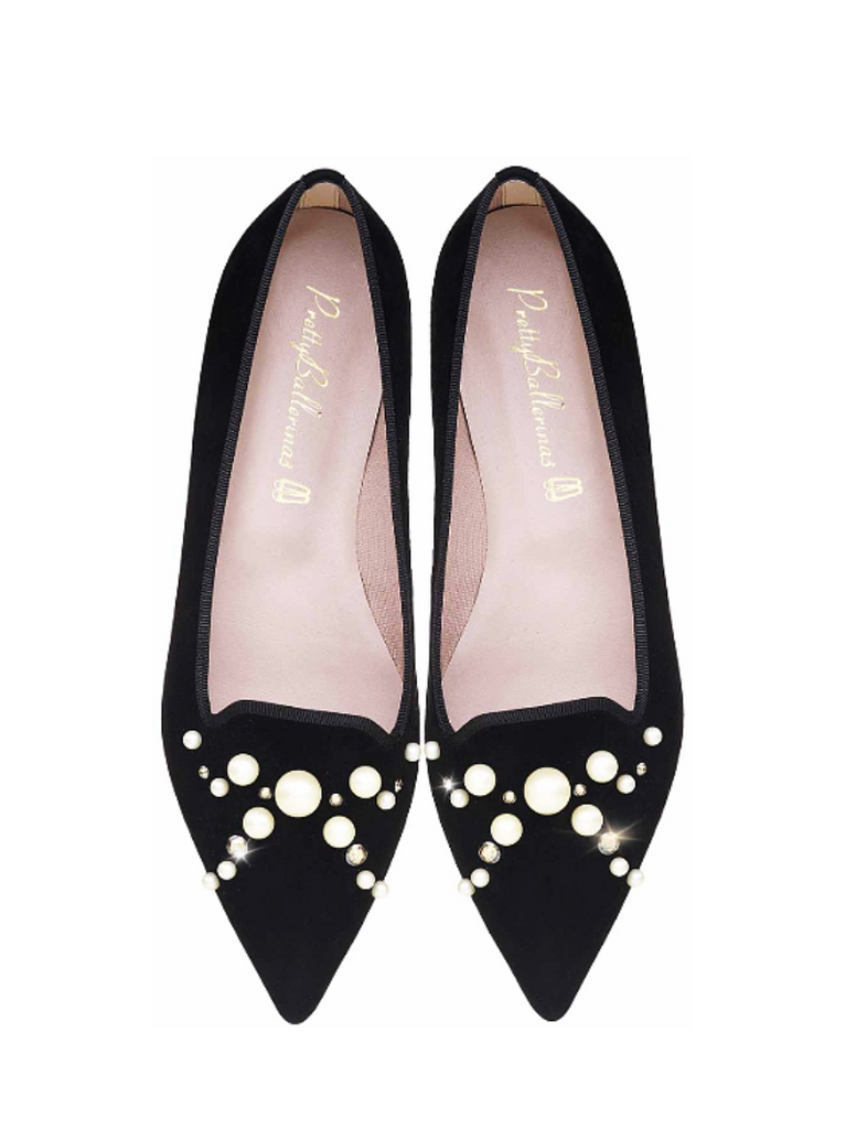 Ella Pearl and Swarovski Black Suede Flat - Season Seven NYC