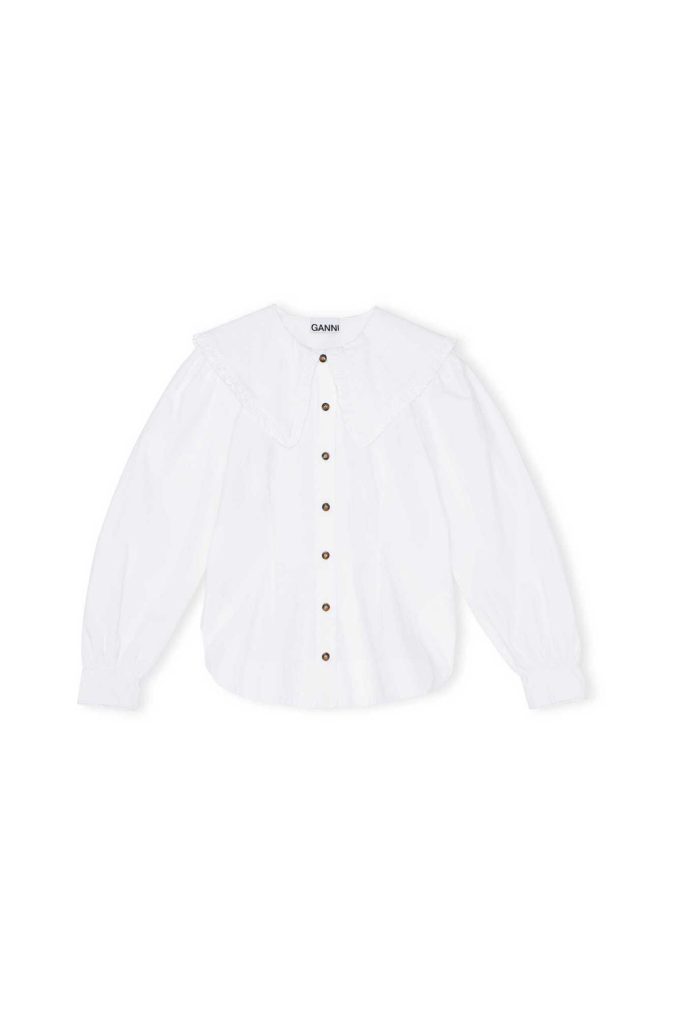 超安い品質 F5500 GANNI WHITE NYC Seven Season | SHIRT POPLIN COLLAR FRILL トップス