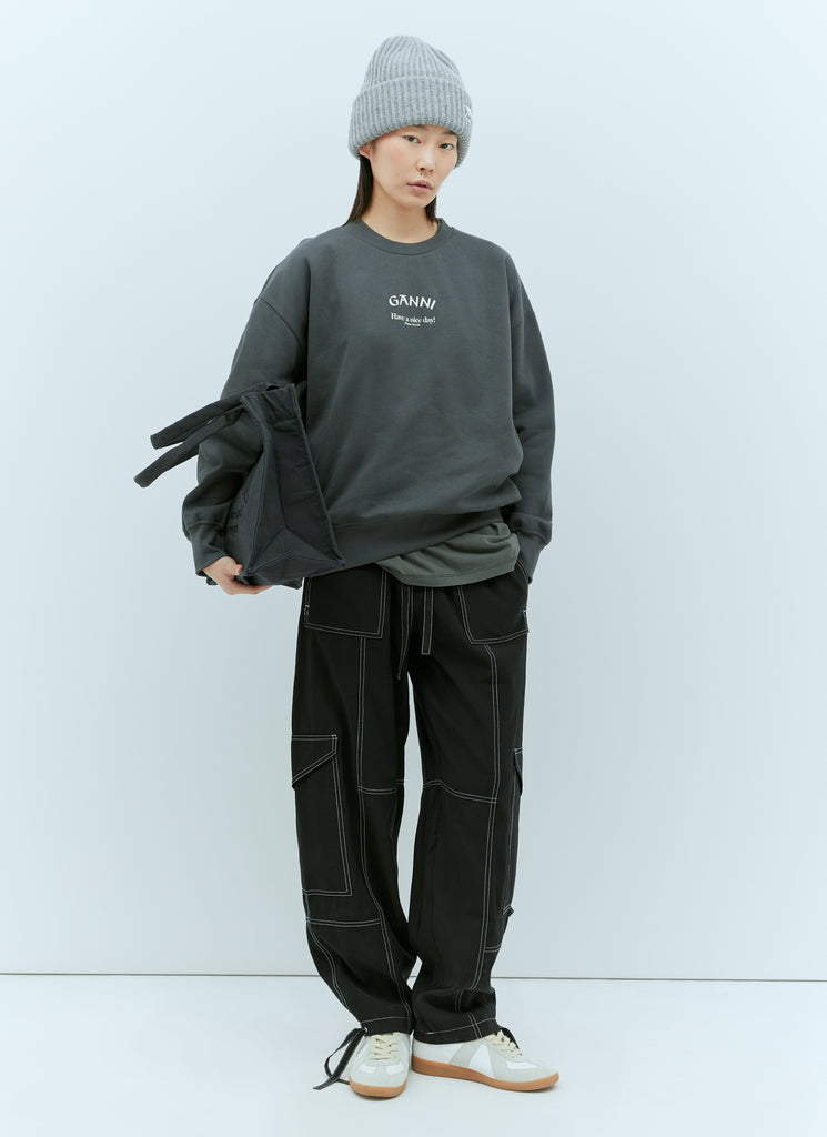 GANNI T3885 GREY ISOLI OVERSIZED SWEATSHIRT