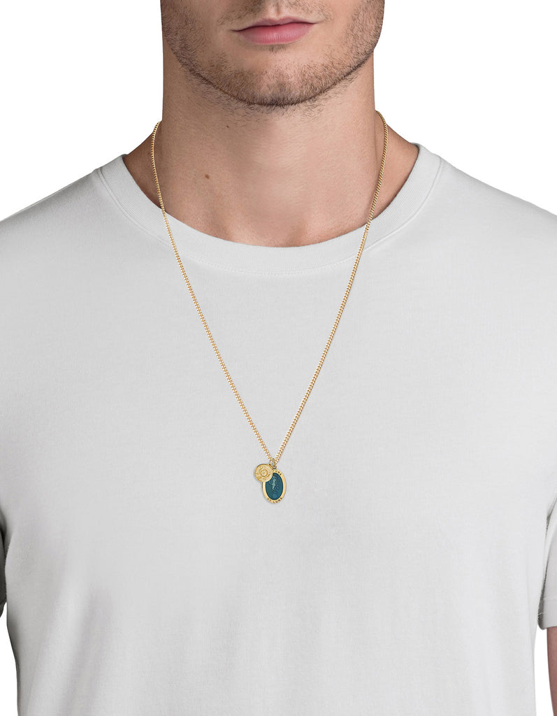 Miansai Fortuna Necklace, Gold Vermeil/Teal