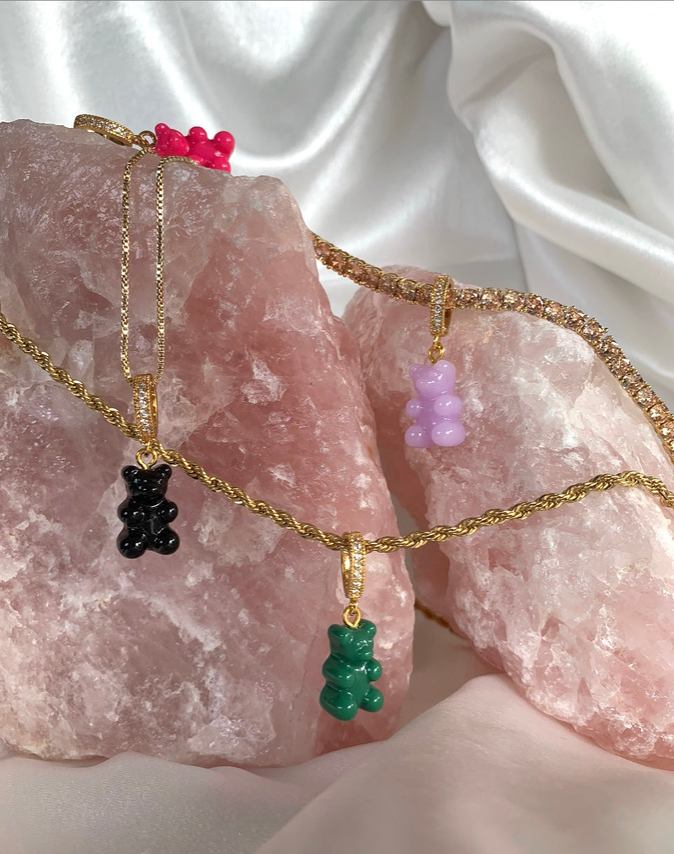 CRYSTAL HAZE ◆ PENDANT_NOSTALGIA BEAR PAVE JELLY RED Mega Nostalgia Bear - Pave Connector - Jelly Red – Crystal