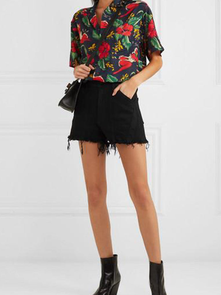 Jason Wu paneled frayed denim shorts - Season Seven NYC