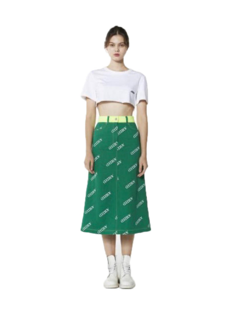 Logo Long Denim Skirt - Season Seven NYC