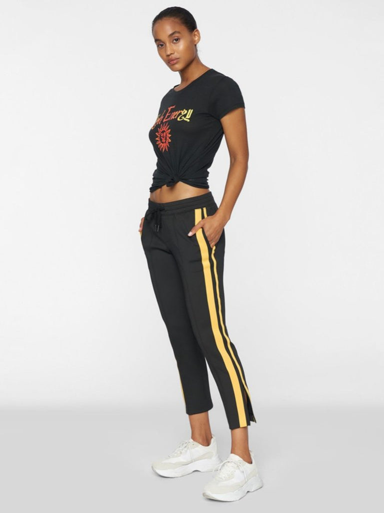 Cropped Track Pant With Sport stripes Black - Season Seven NYC
