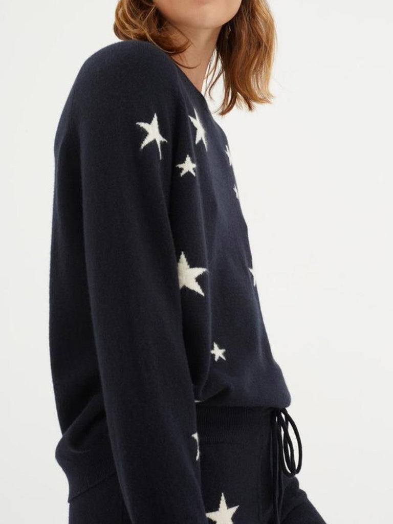 Navy Slouchy Star Cashmere Sweater - Season Seven NYC