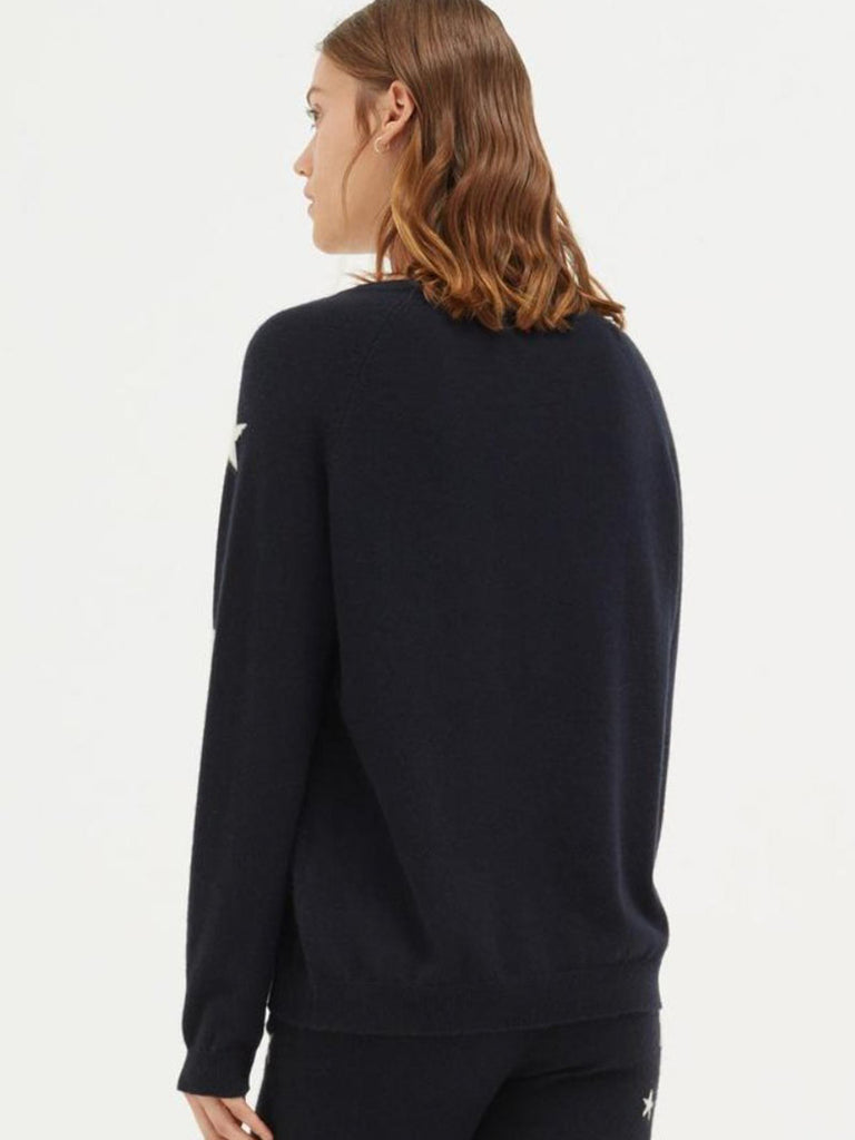 Navy Slouchy Star Cashmere Sweater - Season Seven NYC