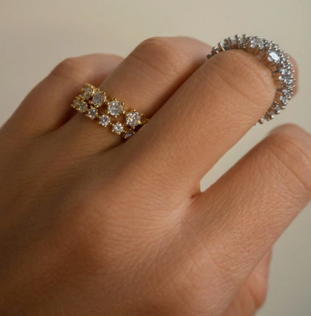 DIAMOND BIJOUX RING SET- SILVER