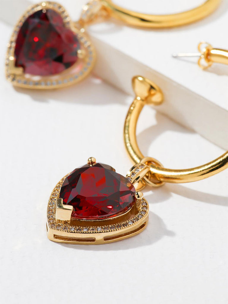 THE RUBY HEART HOOP EARRINGS - Season Seven NYC