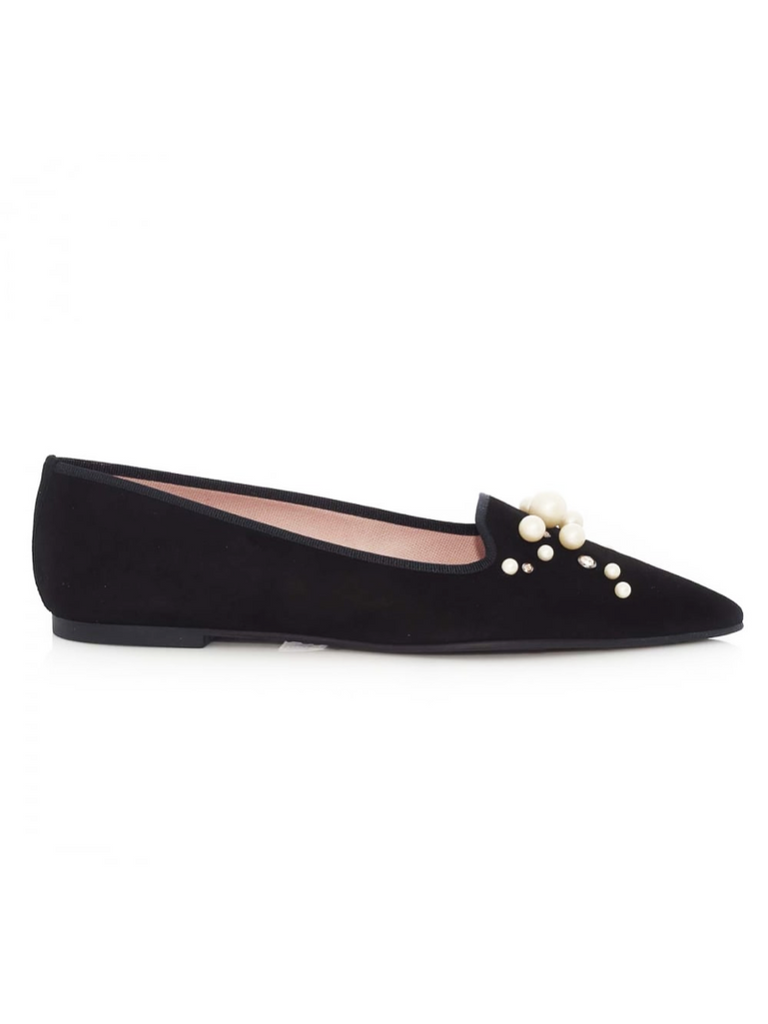 Ella Pearl and Swarovski Black Suede Flat - Season Seven NYC