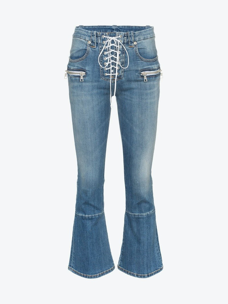 Mid Rise Lace-Up Cropped Kick Flare Jeans - Season Seven NYC